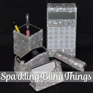 NEW Sparkling Bling Swarovski Crystal Desk Set: Srapler, Cup, Calculator Tape